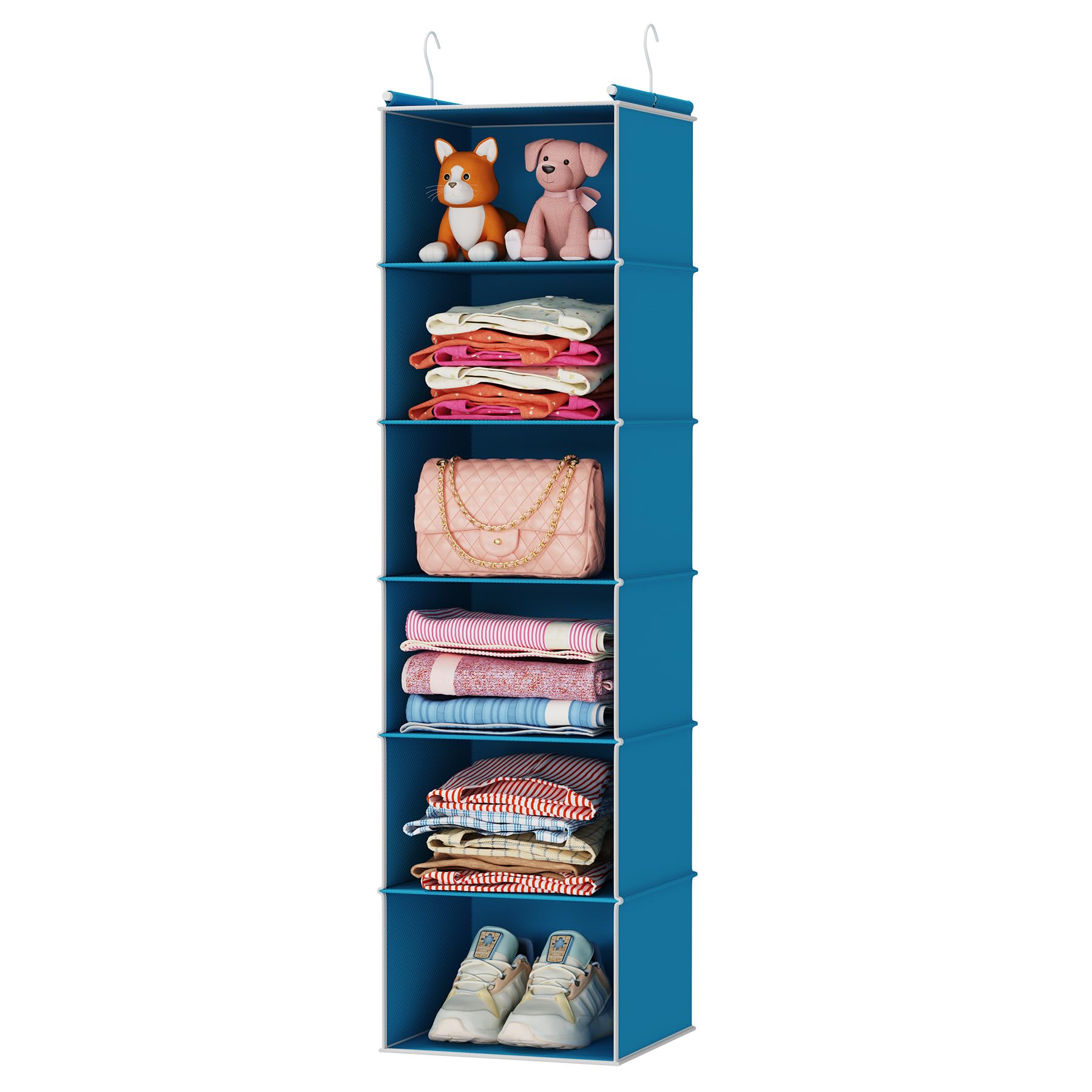6 Tier Hanging Closet Organizer with 2 Sturdy Hooks