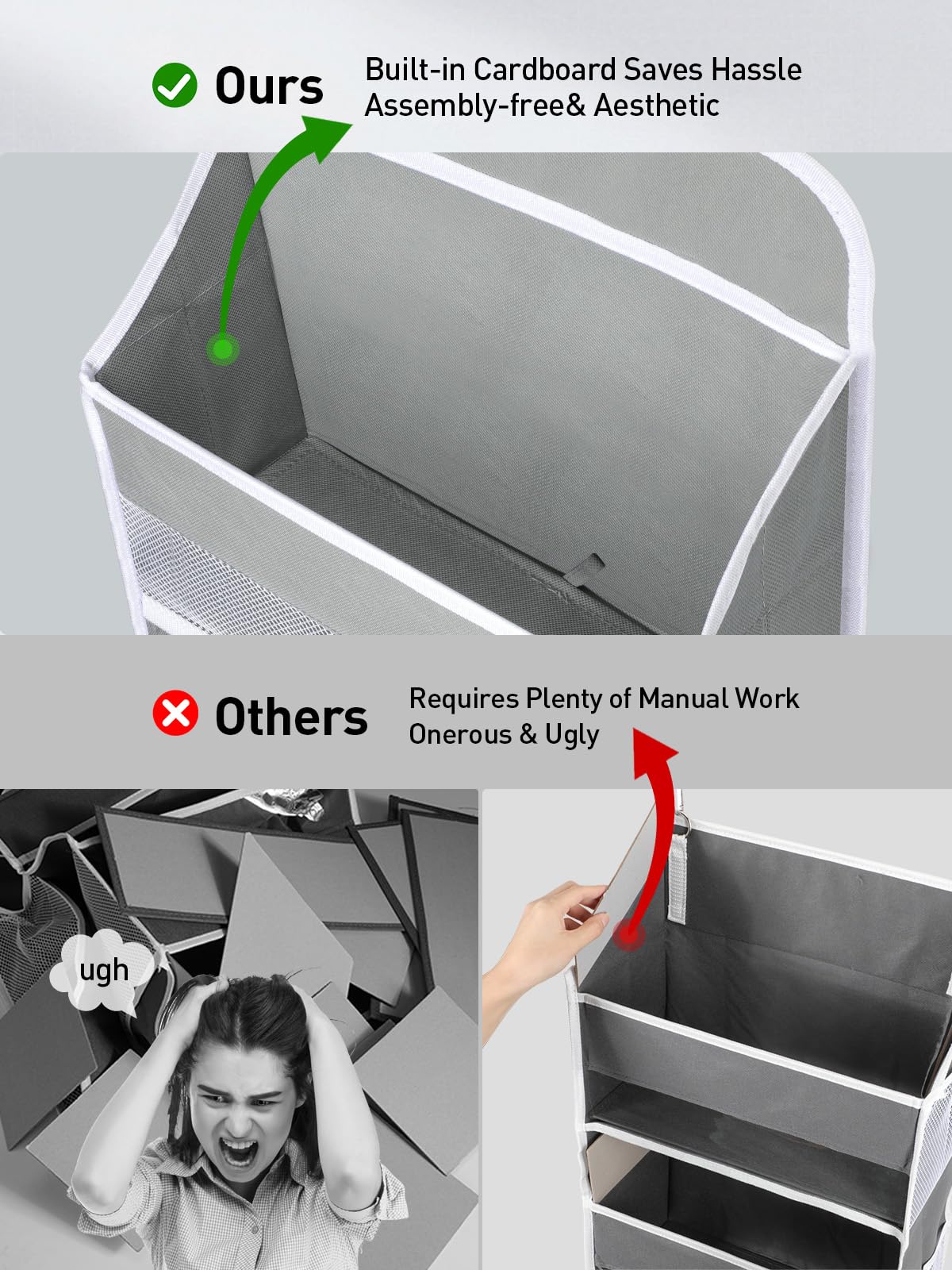 1 Pc Over the Door Organizer with 5 Bins 10 Side Pockets