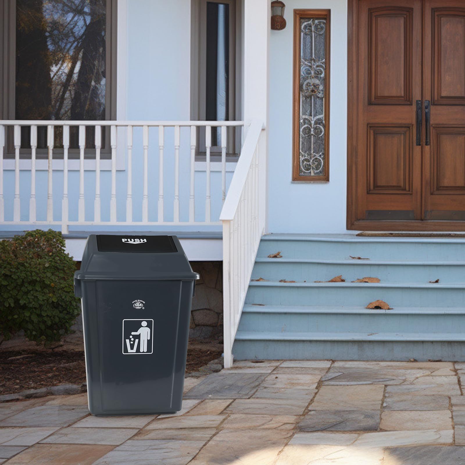 4 Pack 13 Gallon Plastic Trash Can with Lid (4 Count)