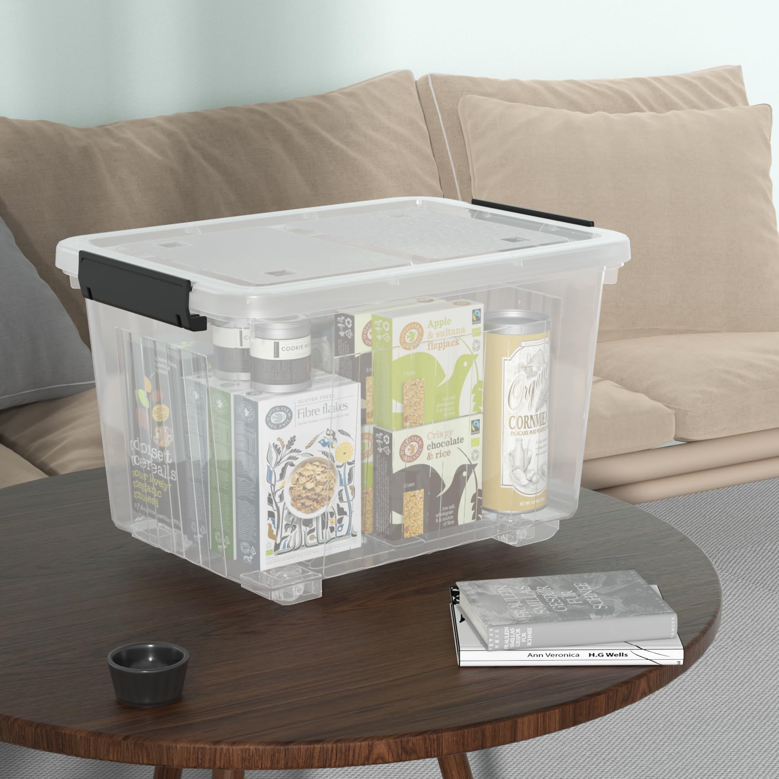 30 Quart Plastic Clear Storage Bin with Wheels (4 Count)