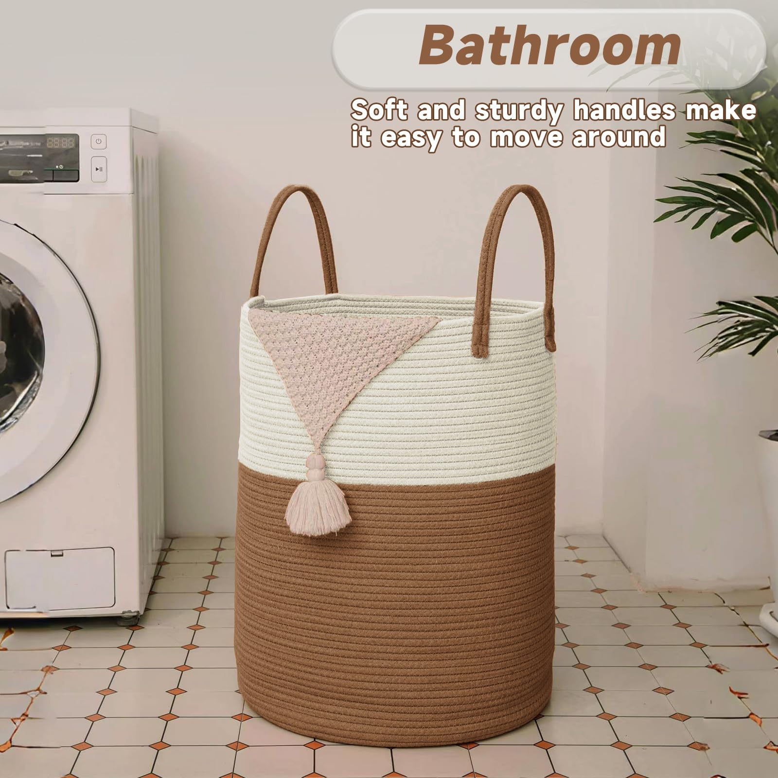 100L Cotton Rope Laundry Basket Hamper