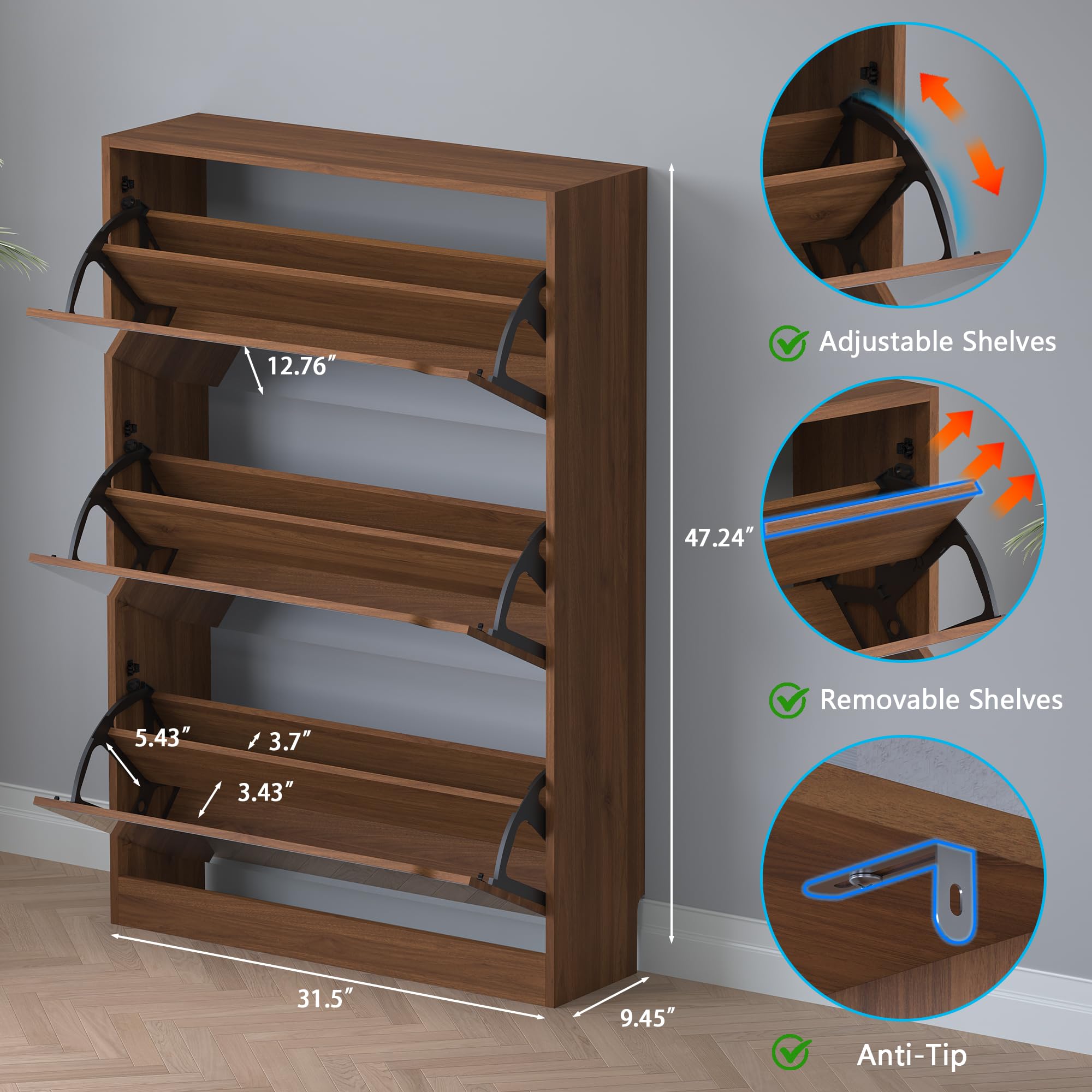 Shoe Cabinet with 3