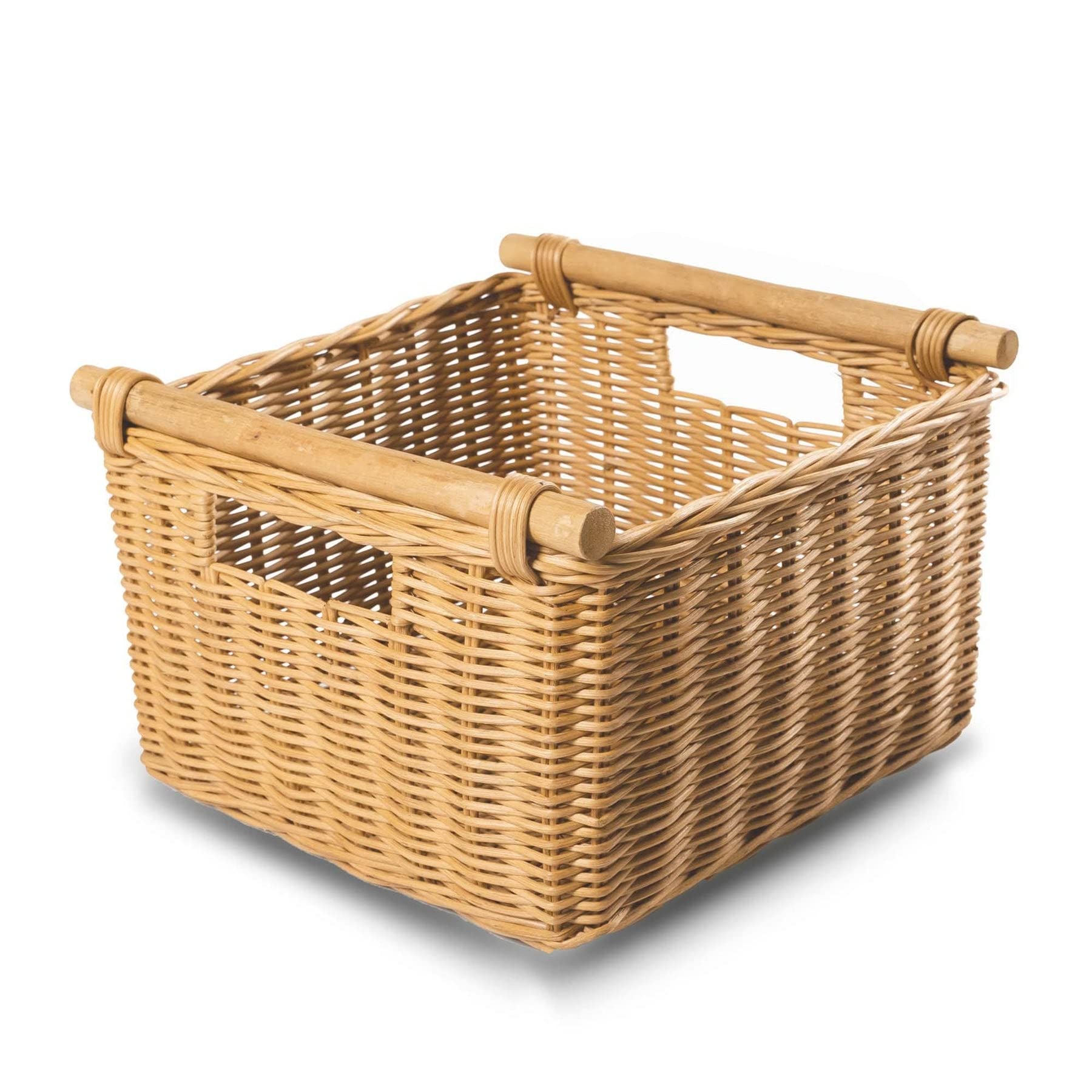 Deep Pole Handle Wicker Storage Basket