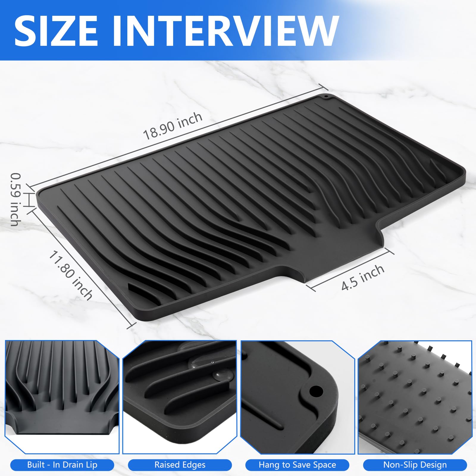 Silicone Dish Drying Mat for Kitchen Counter