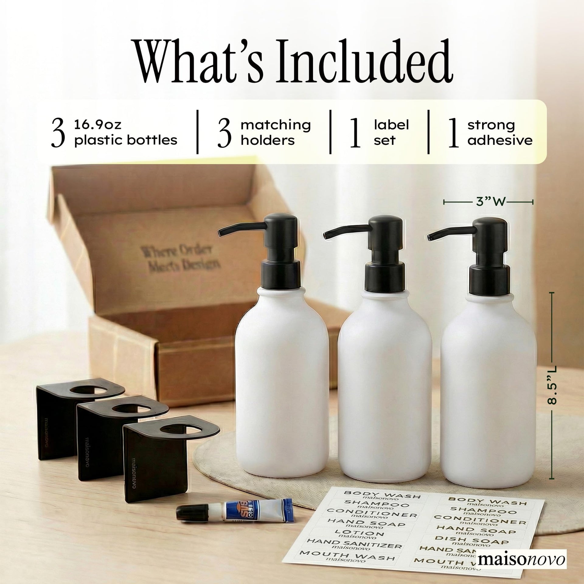Shampoo and Conditioner Dispenser (3 Count)