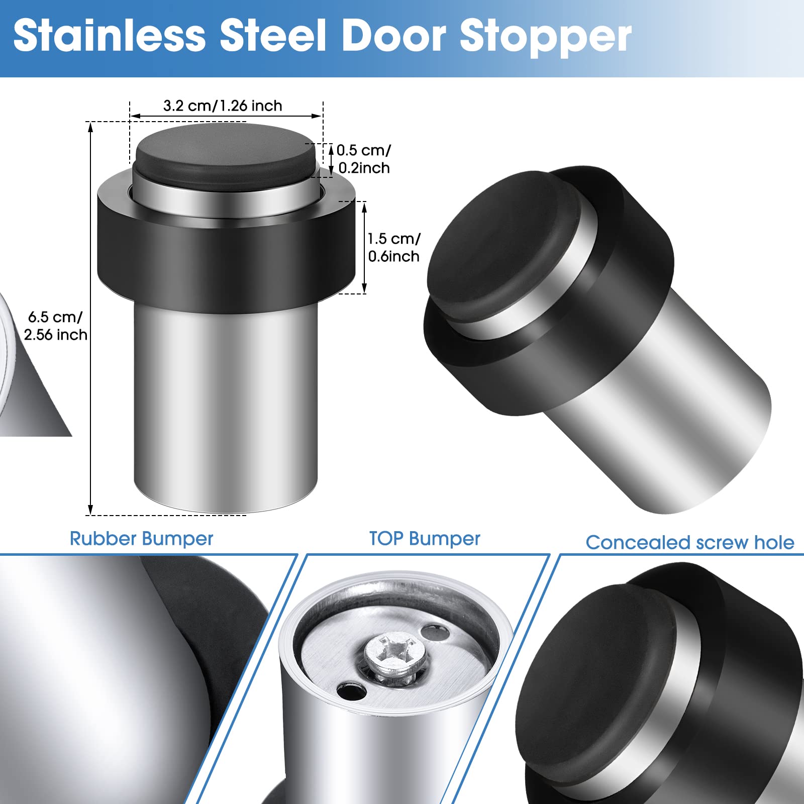 30 Pcs Floor Mounted Door Stopper Stainless Steel (30 Count)
