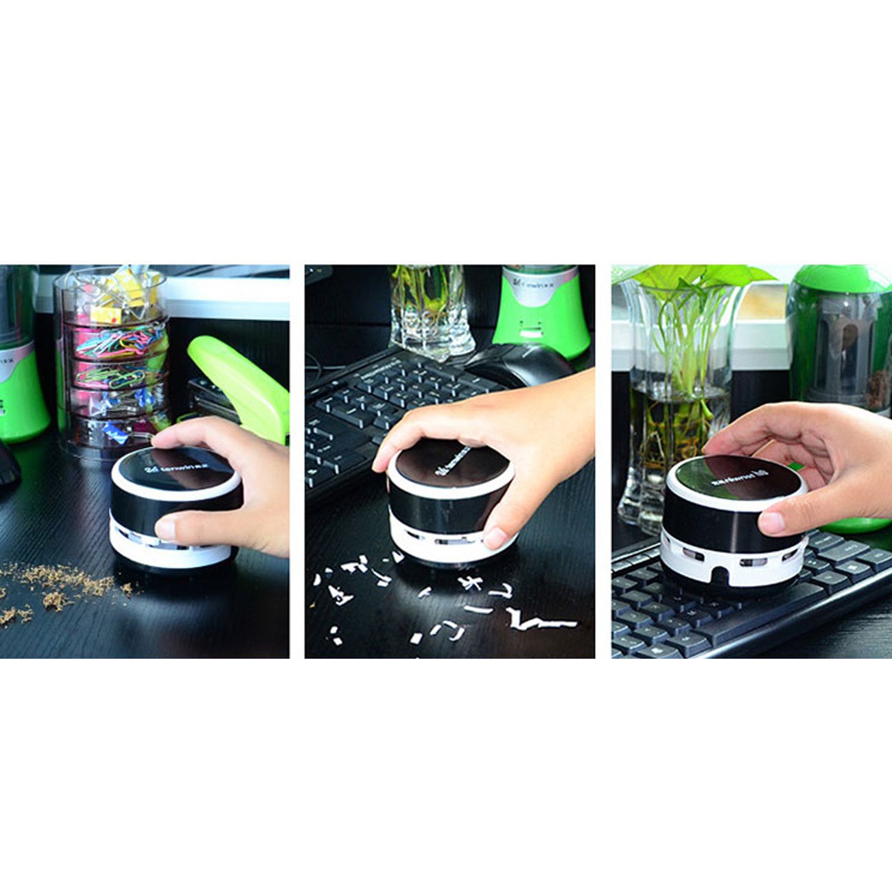 Portable Cordless Mini Desktop Vacuum Desk Dust Cleaner Black