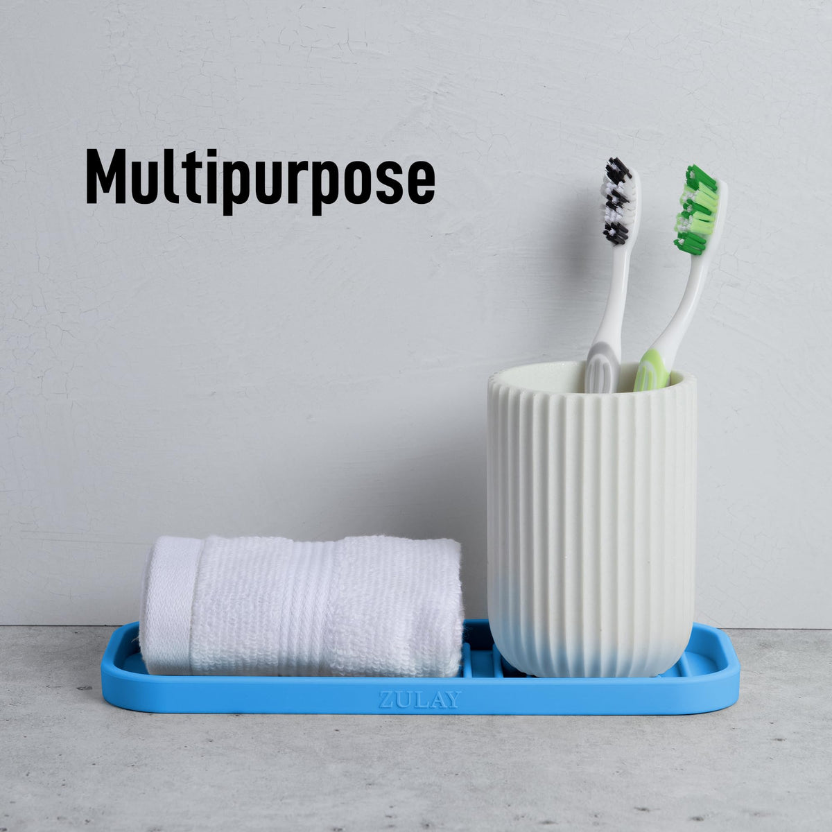 9x3.5) Silicone Sponge Holder for Kitchen Sink - Flexible Multipurpose Kitchen Soap Tray Sponge Holder - Sink Organizer Tray for Kitchen, Bathroom, Makeup, Trinkets & More (Blue)