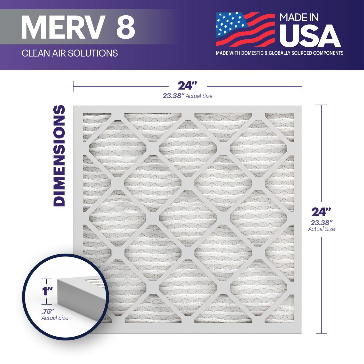 TruFilter 24x24x1 Air Filter MERV 8 (4 Count)