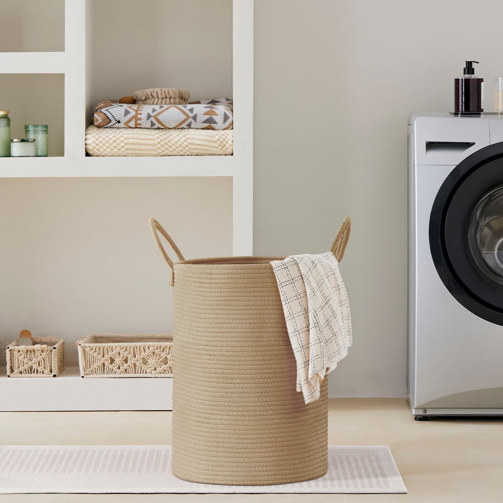 58L Tall Woven Laundry Basket Hamper