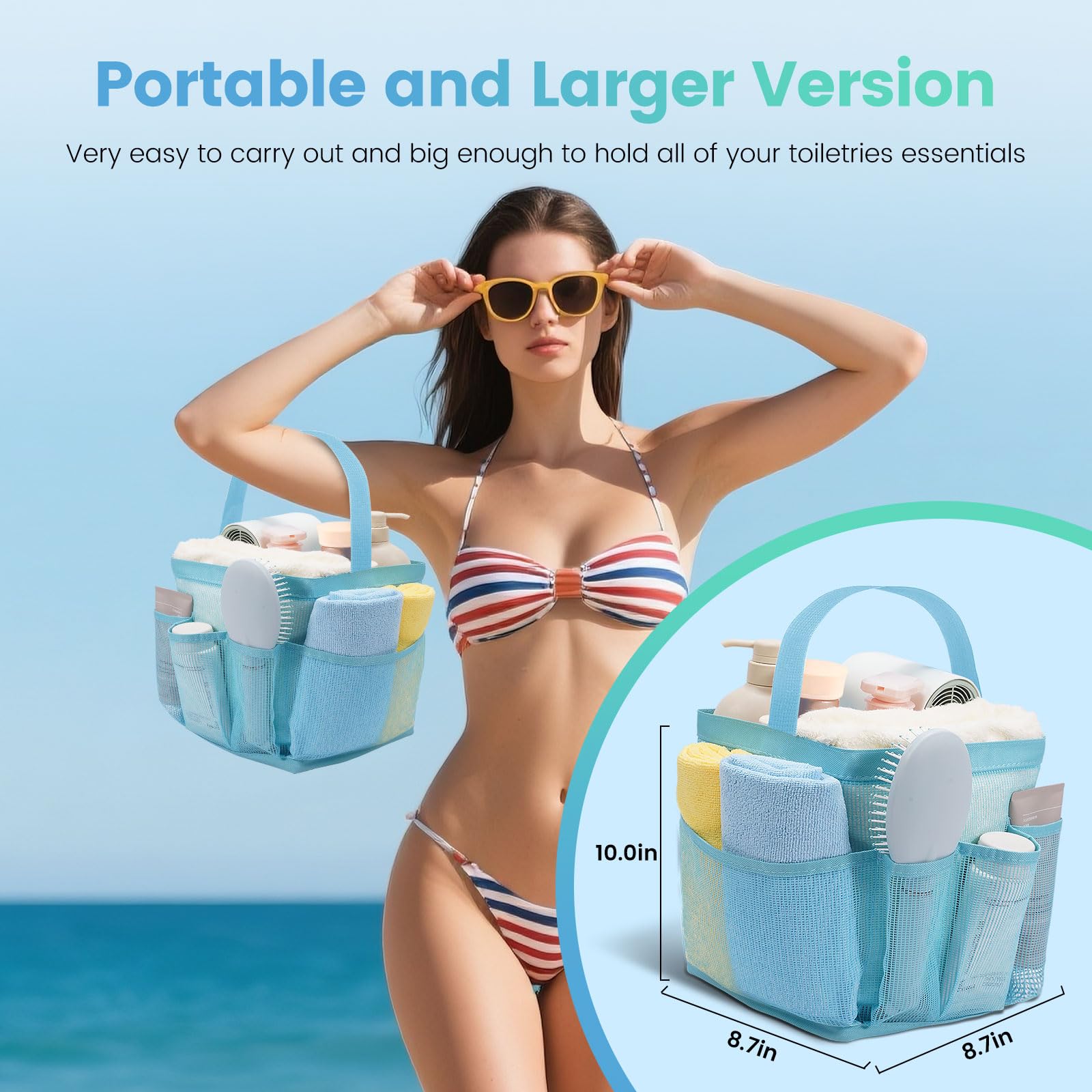 Shower Caddy Portable for College Dorm Room Essentials for Girls with 9 Pockets