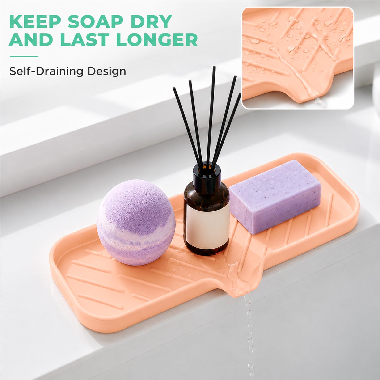 Silicone Soap Dish with Drain Spout