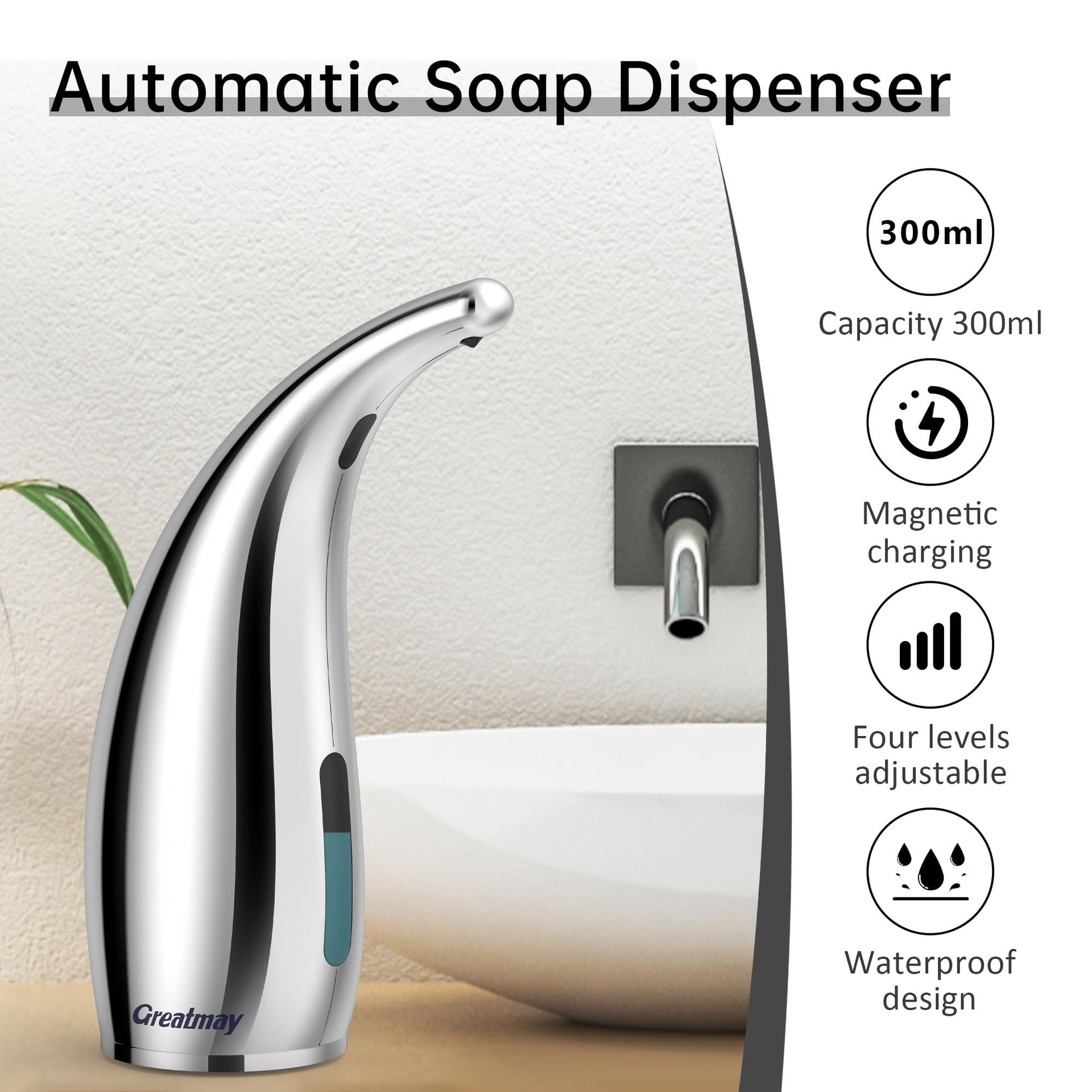 Automatic Soap Dispenser Touchless Rechargeable 10 oz 2 Pack