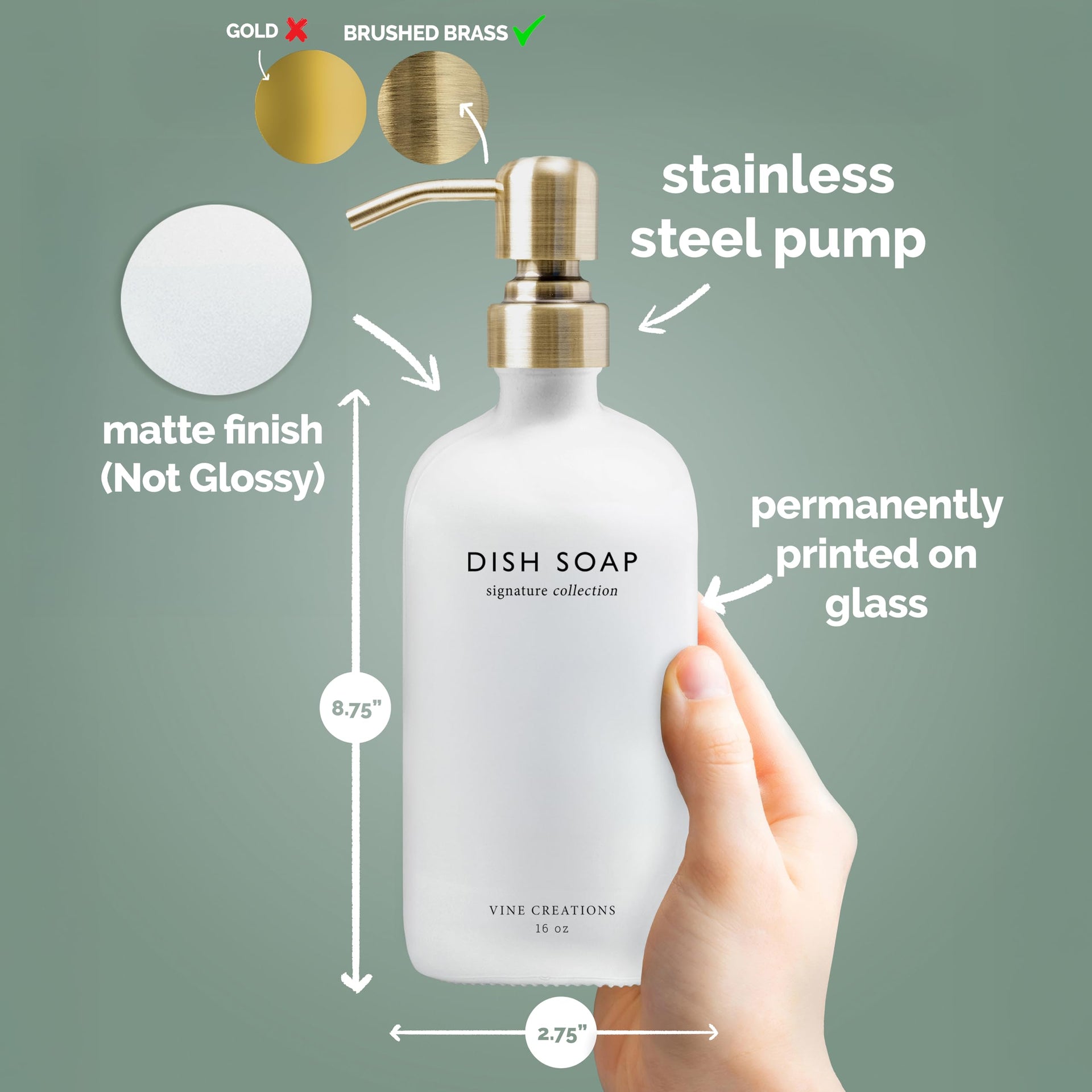 White Glass Soap Dispenser Set (16 Ounce)
