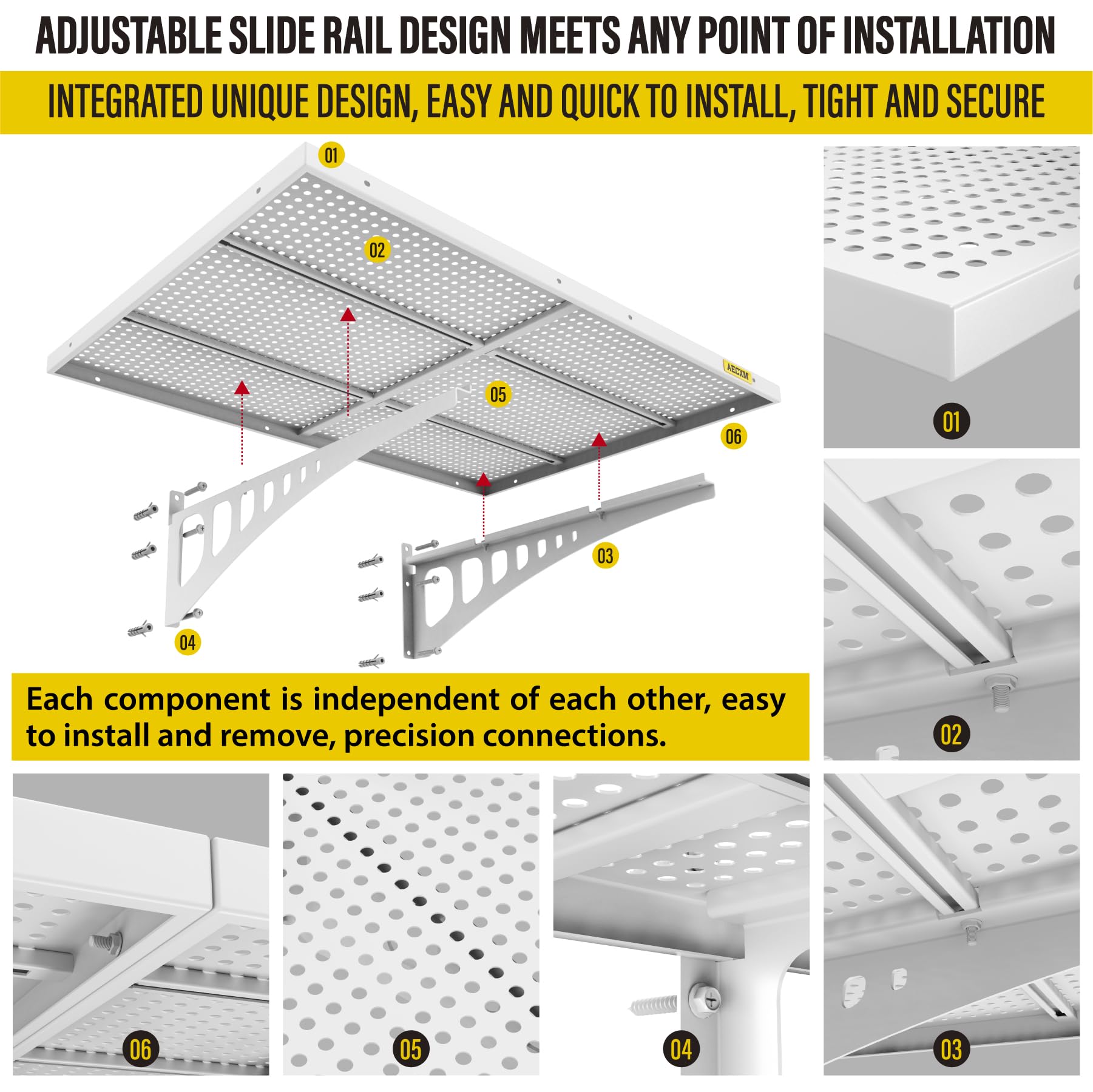 4 pack 2x3ft Adjustable Garage Wall Shelving 1120lbs Load Capacity Heavy Duty Wall Mounted Storage Shelf Metal Floating Shelves for Garage (4 Count)
