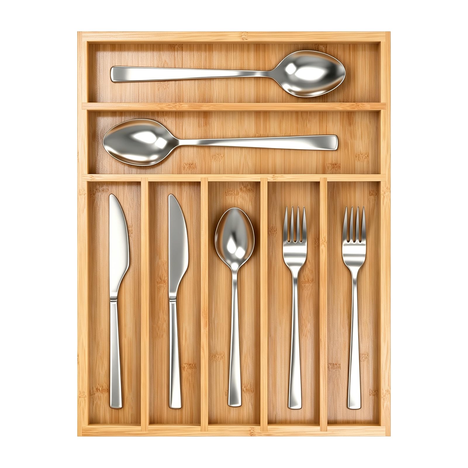 Bamboo Silverware Drawer Organizer