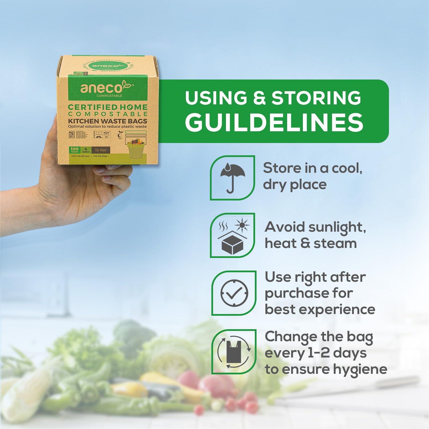 Compostable Trash Bags 4 Gallon (100 Count)