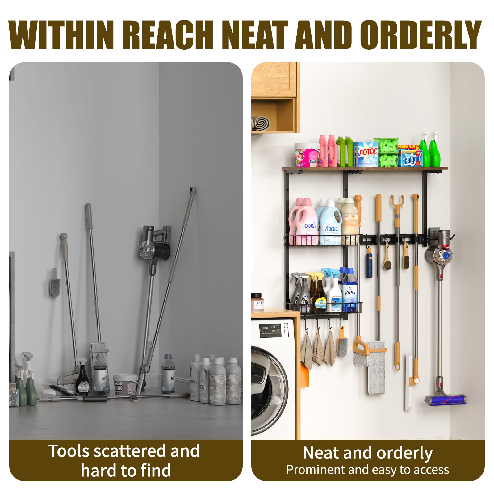 Broom Holder Wall Mount