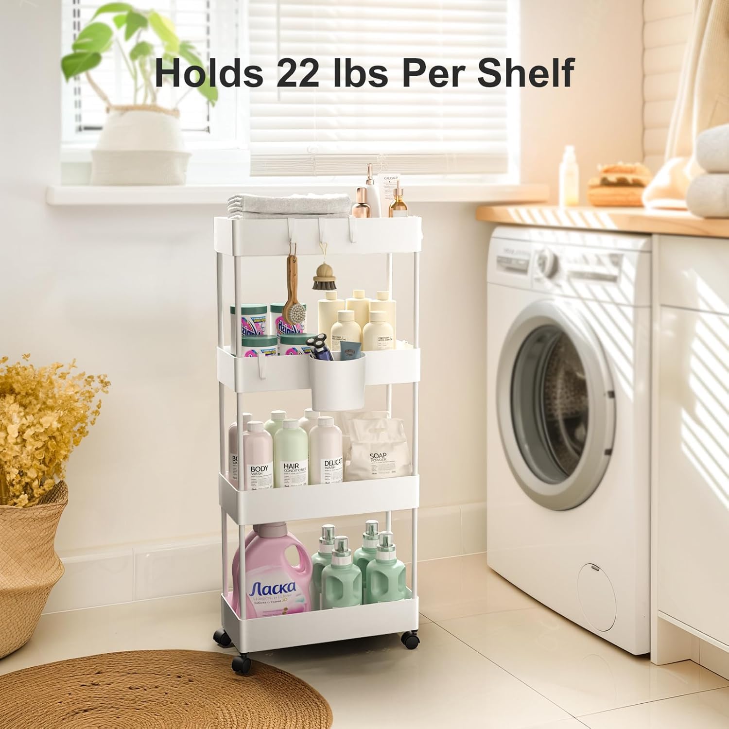 4 Tier Slim Storage Cart with Wheels