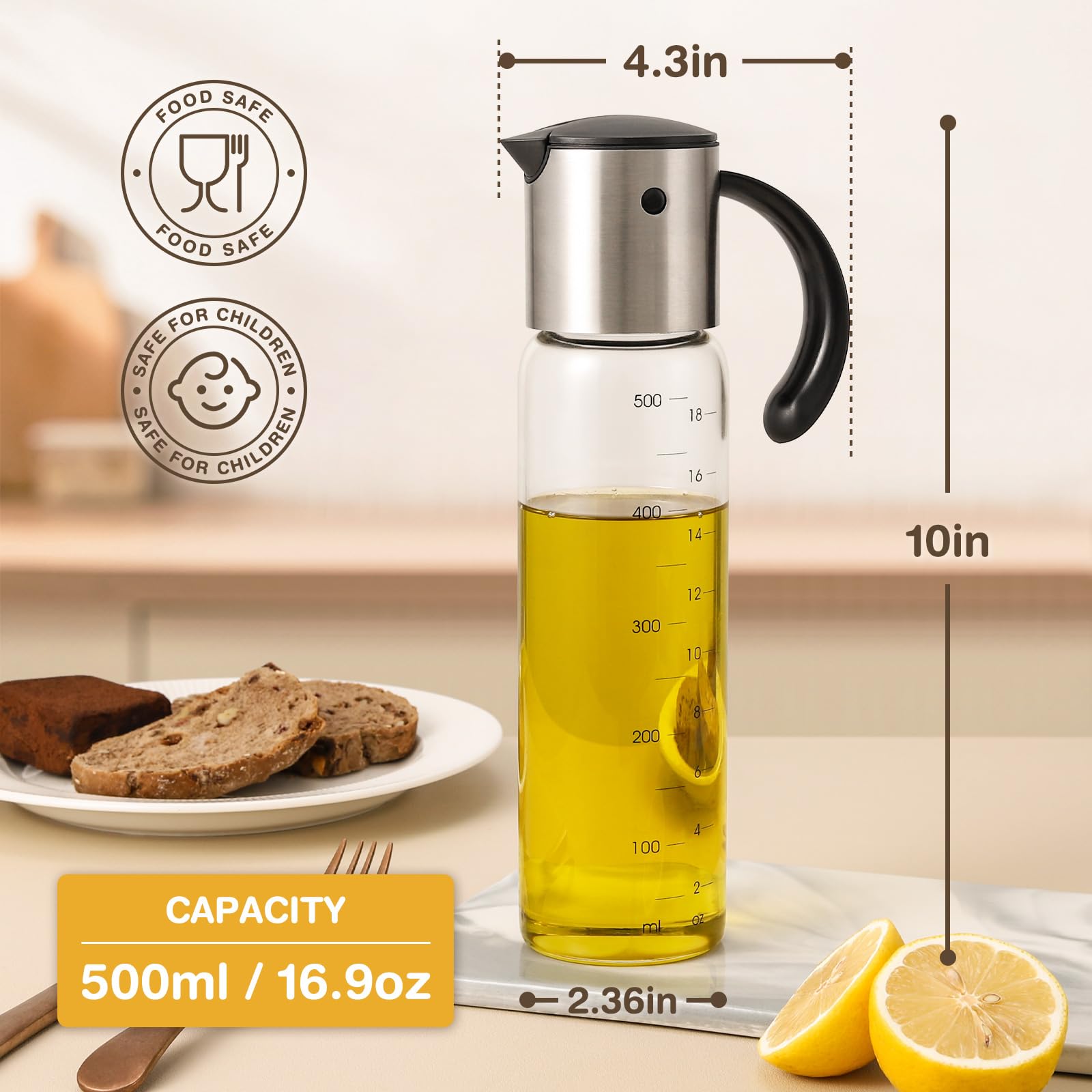 Large Olive Oil Dispenser Bottle 17 oz Glass