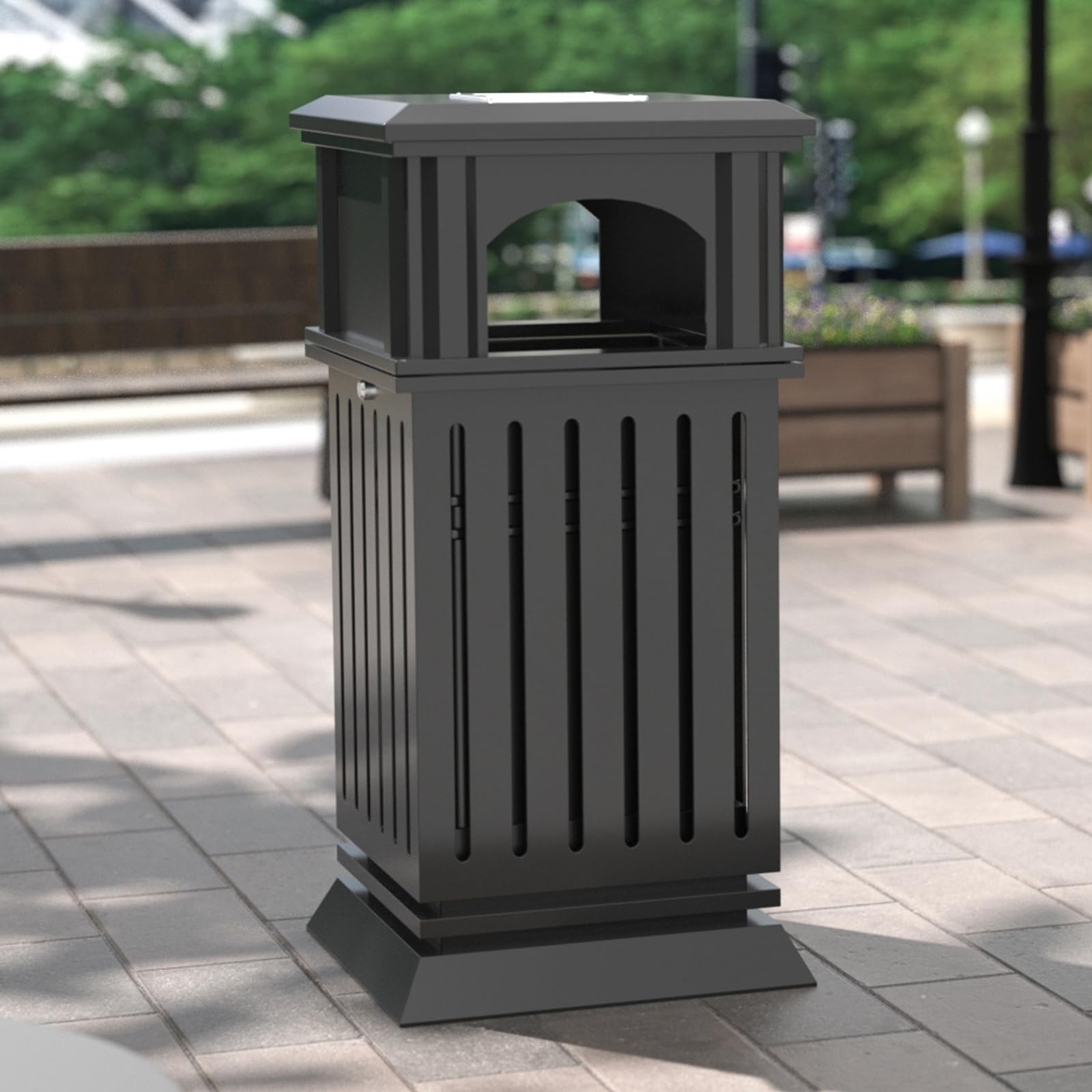 Commercial Outdoor Trash Can with Lid