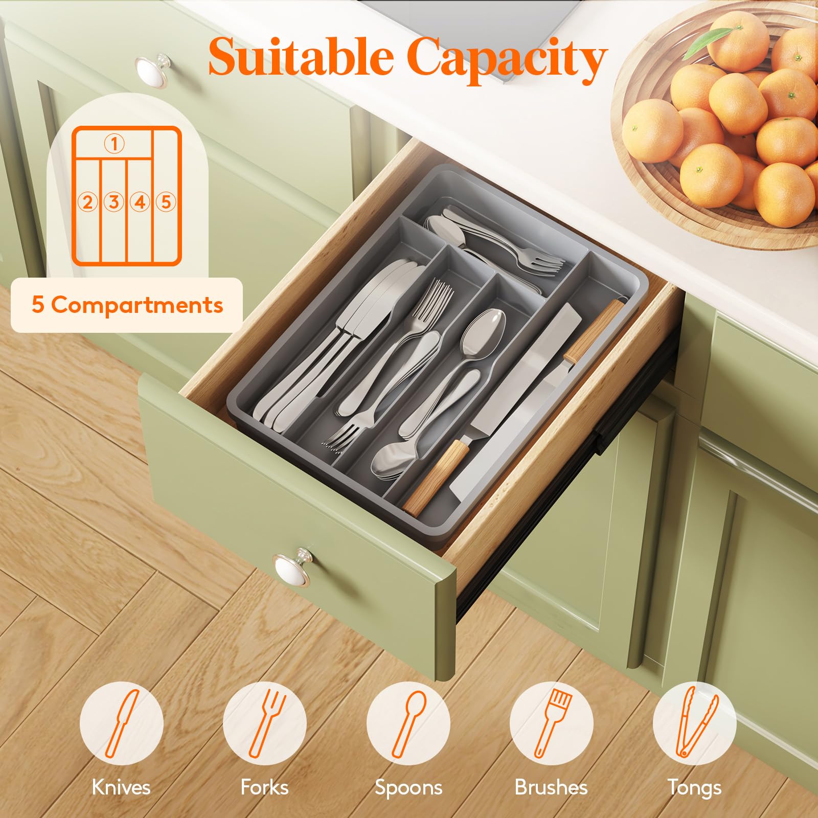 Silverware Drawer Organizer Tray