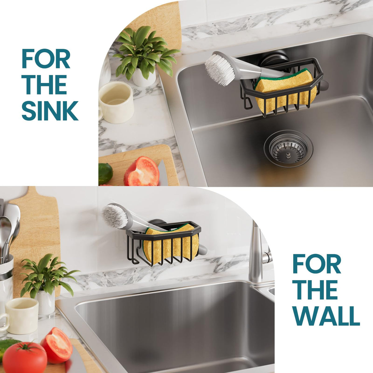 Sponge Holder for Kitchen Sink with Suction Cup