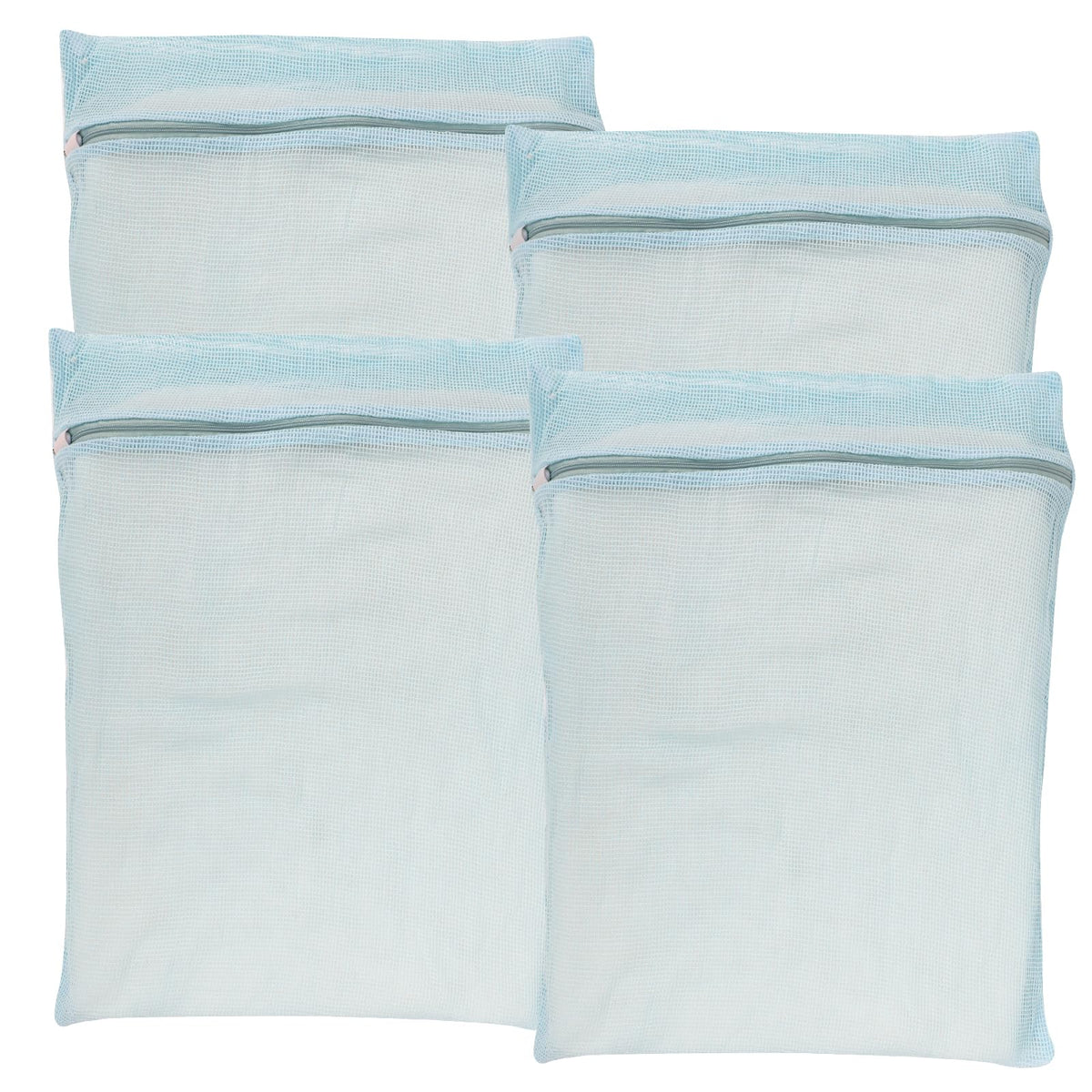 4 Piece Blue Large Durable Organic Cotton Mesh Laundry Bags with Sturdy Zippers and Breathable Mesh are Delicate Laundry Bags for Underwear
