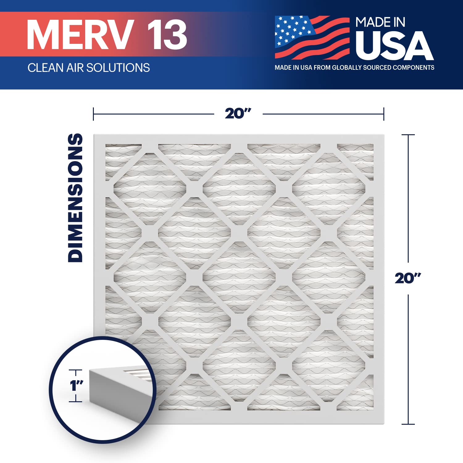 20x20x1 MERV 13 Air Filter 2 Pack (2 Count)