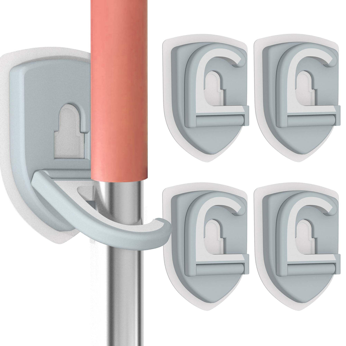 Broom Holder Wall Mount Self Adhesive (4 Count)