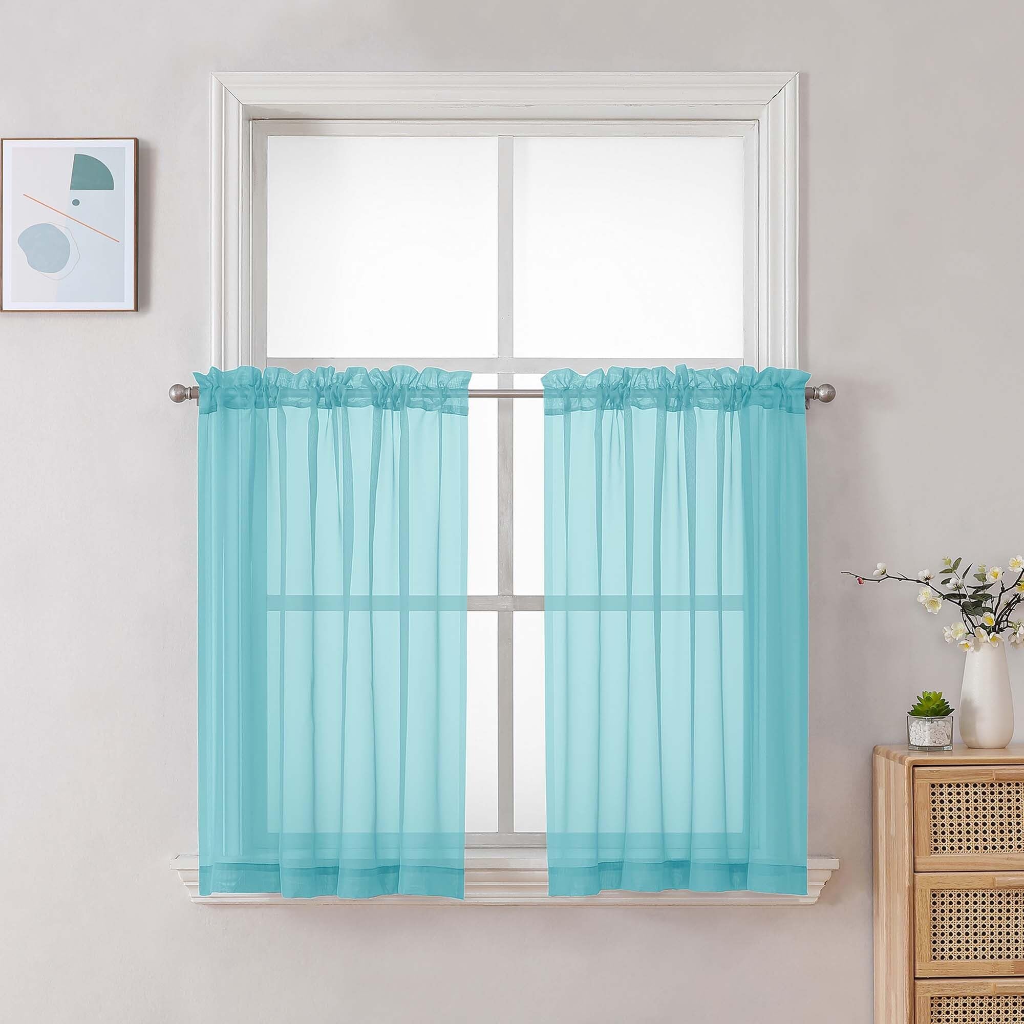 Sheer Curtains 36 inch Length 2 Panels Set (2 Count)