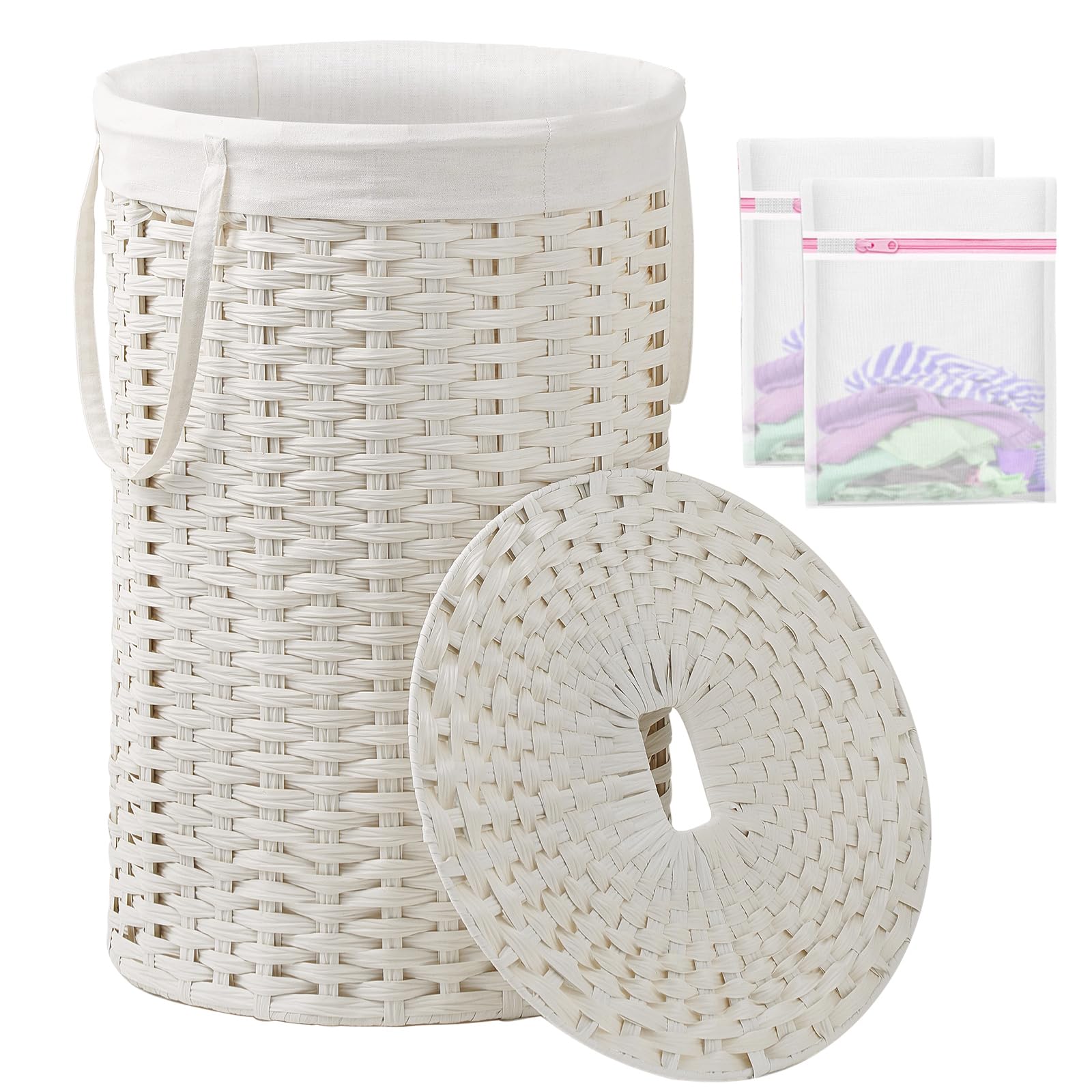 Large Laundry Hamper Laundry Basket Round 34.3 Gal PE