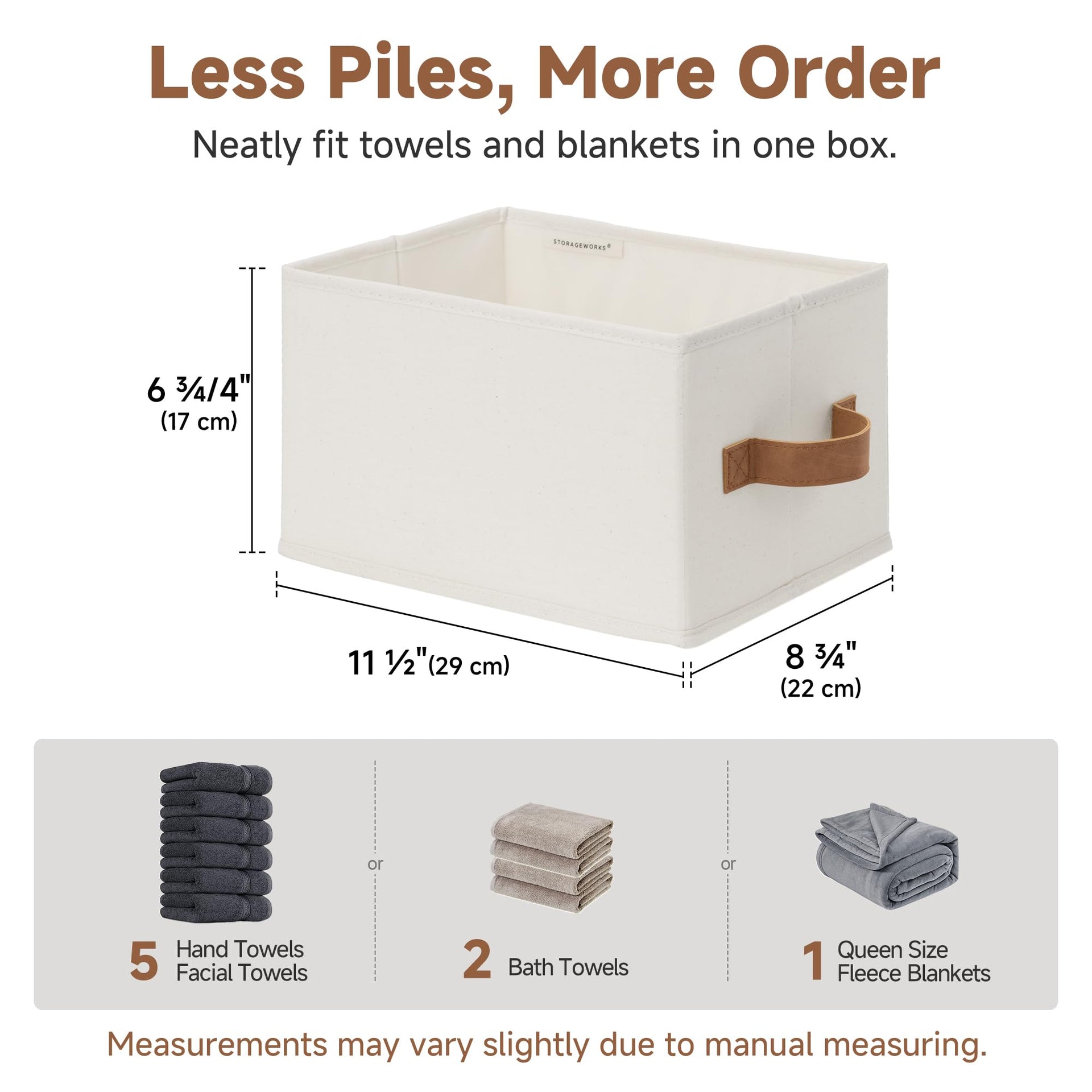 Closet Storage Bins with PU Handles (3 Count)