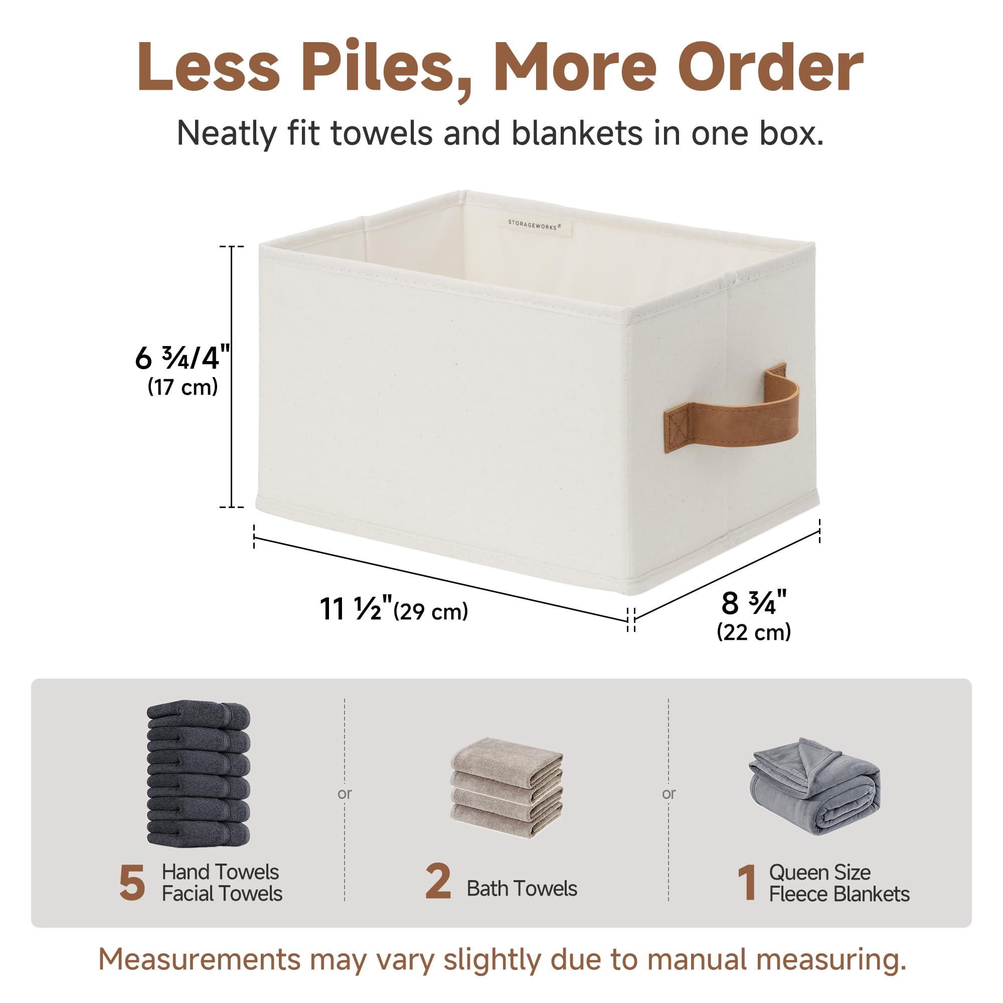 Closet Storage Bins with PU Handles (3 Count)