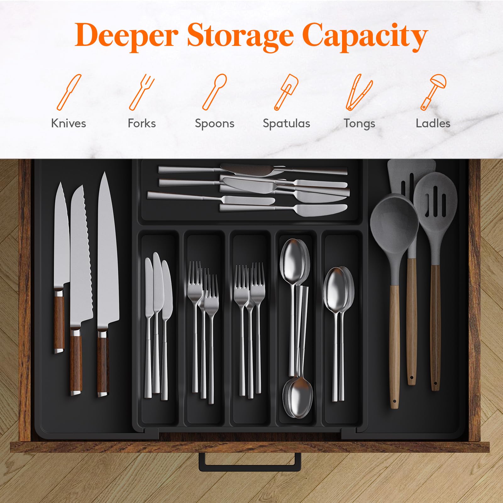 Extra Large Silverware Drawer Organizer