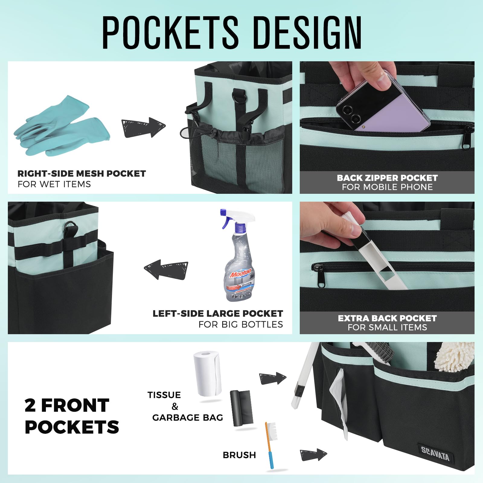 Compact Wearable Cleaning Caddy with Handle & Shoulder Straps