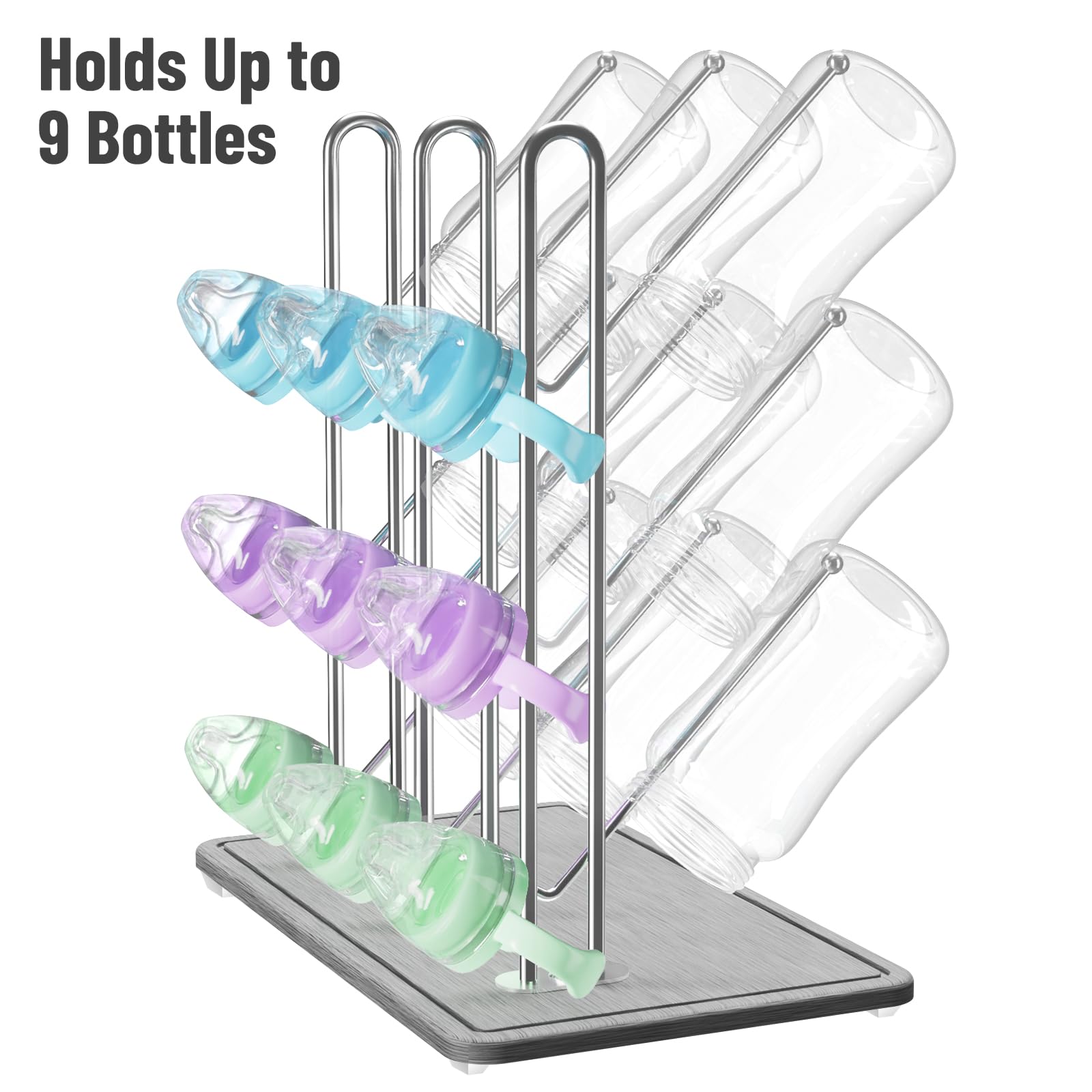 Baby Bottle Drying Rack with Diatomite Base & Stainless Steel Frame