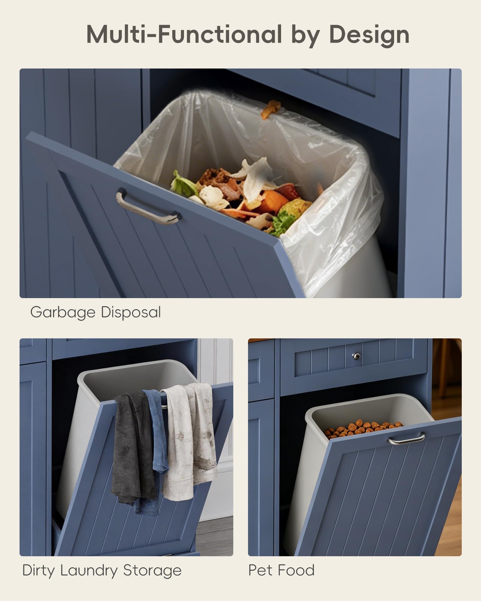 2 x 10 Gallon Tilt Out Trash Cabinet with 2 Big Storage Drawer