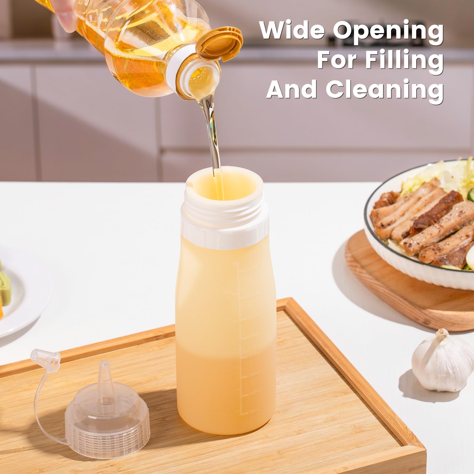 16 oz Silicone Squeeze Bottles for Sauces & Oil (4 Count)