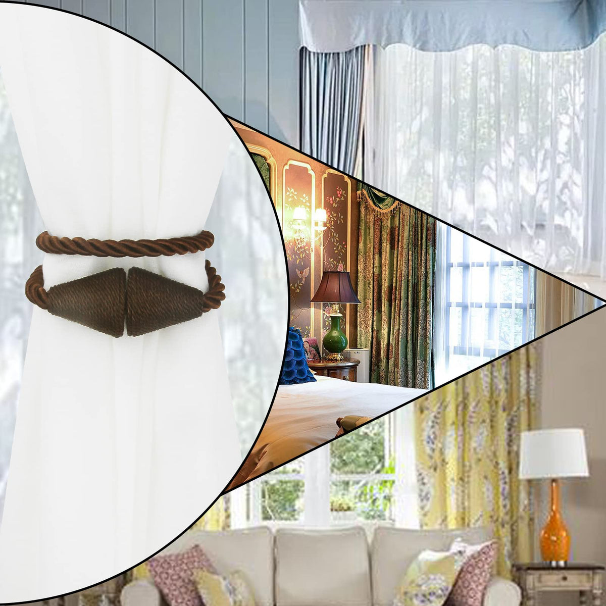 Magnetic Curtain Tiebacks Rope Decorative Holdbacks for Drapes Nieffeiy