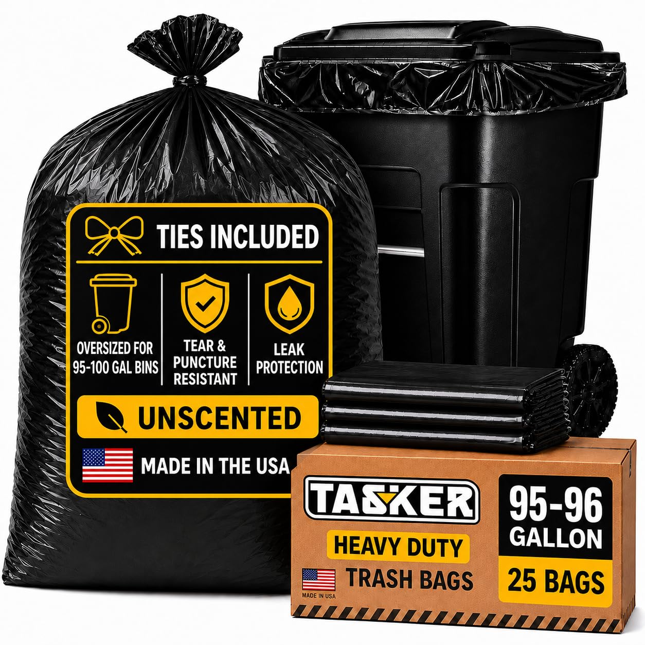 95 96 Gallon Trash Bags Heavy Duty (25 Count)
