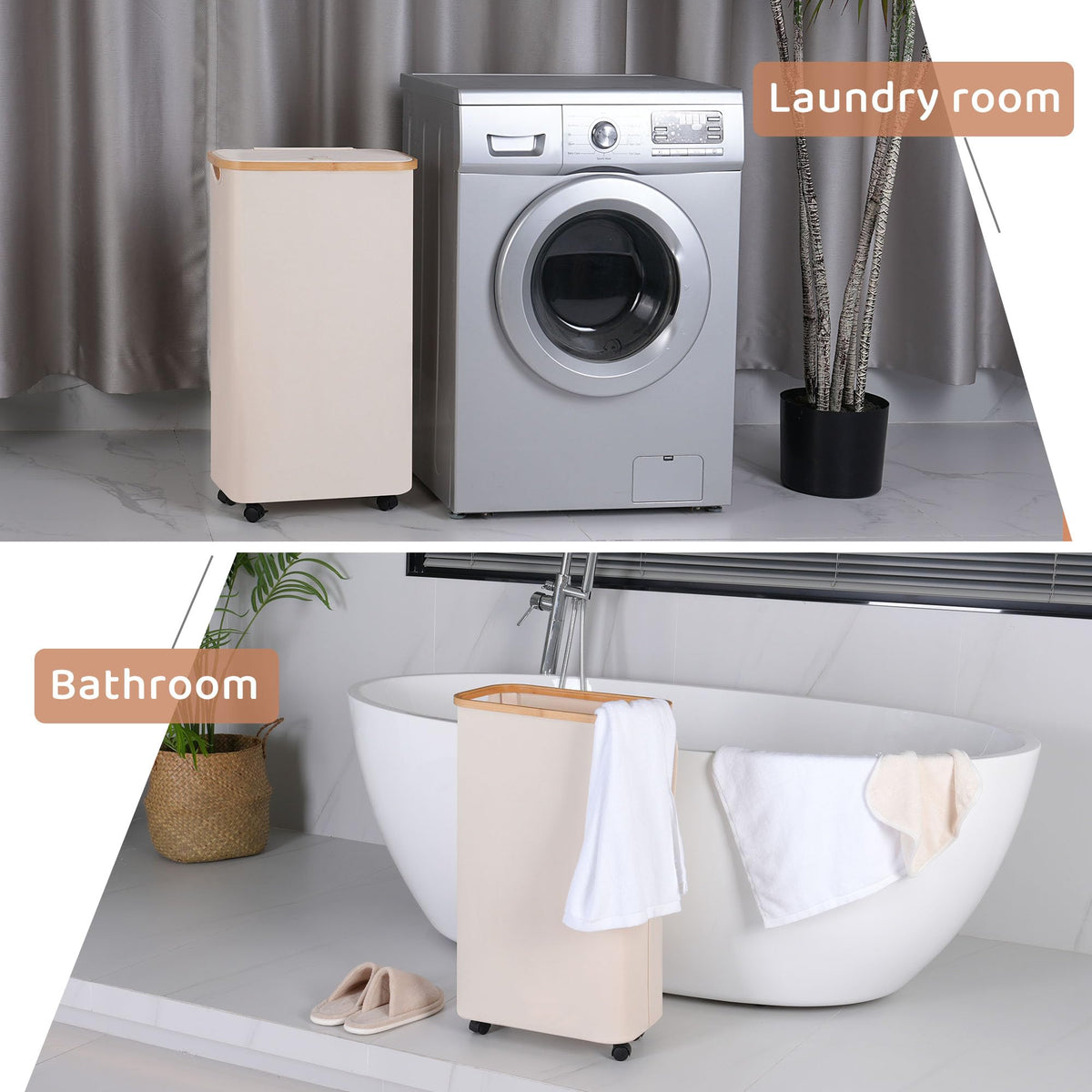 Slim Laundry Basket with Wheels