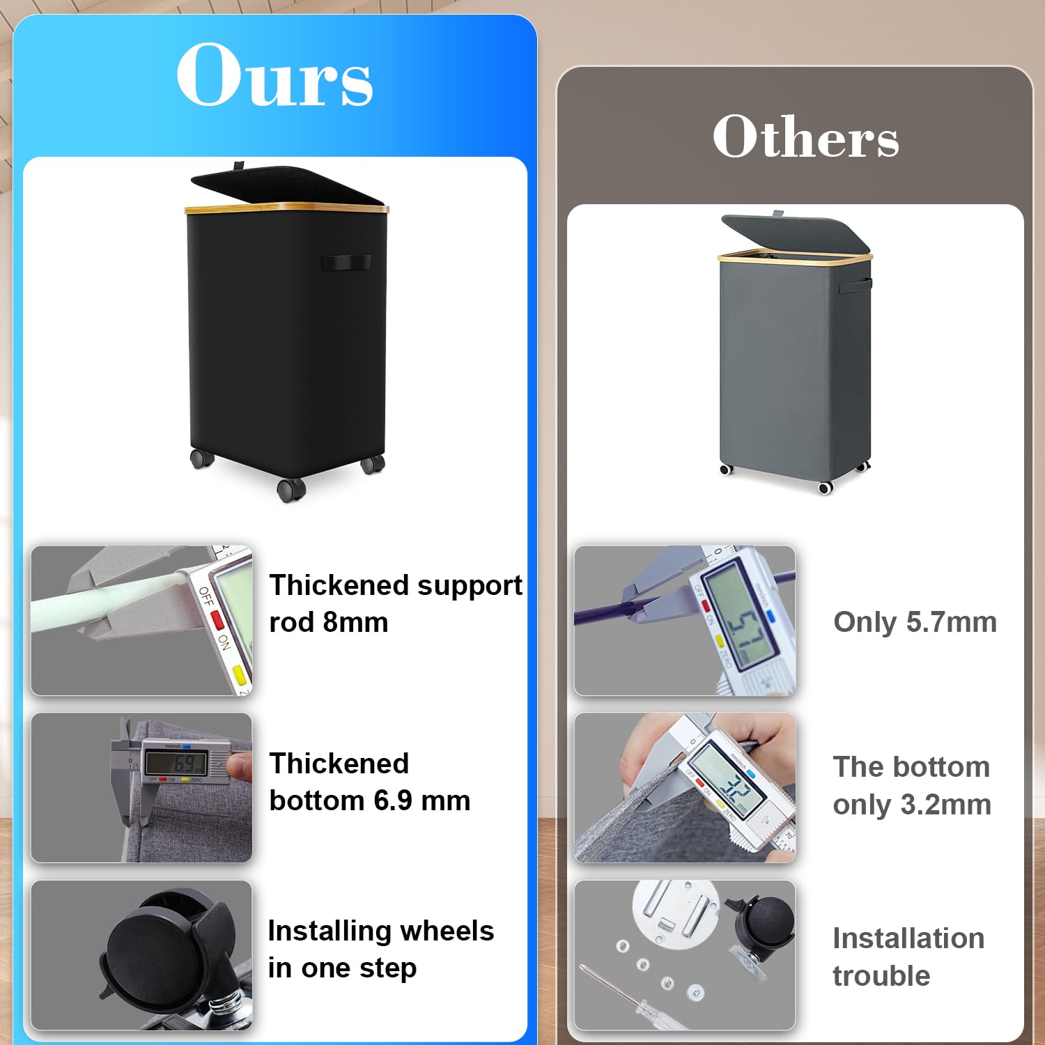 Laundry Hamper with Wheels