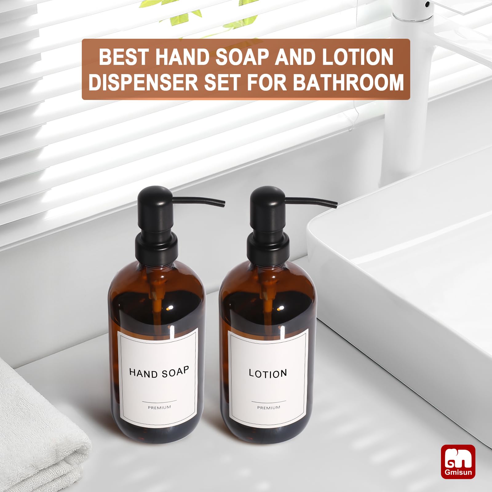 Amber Glass Soap Dispenser (4 Count)