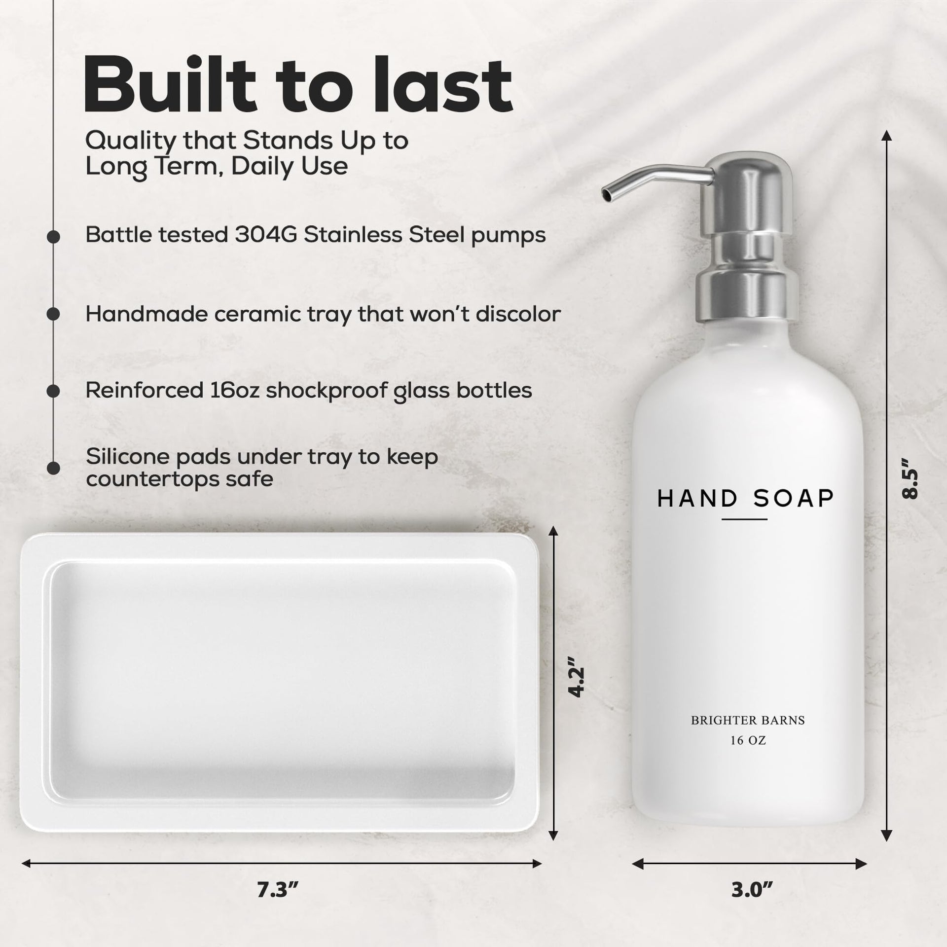 White Glass Hand and Dish Soap Dispenser Set by Brighter Barns (2 Count)