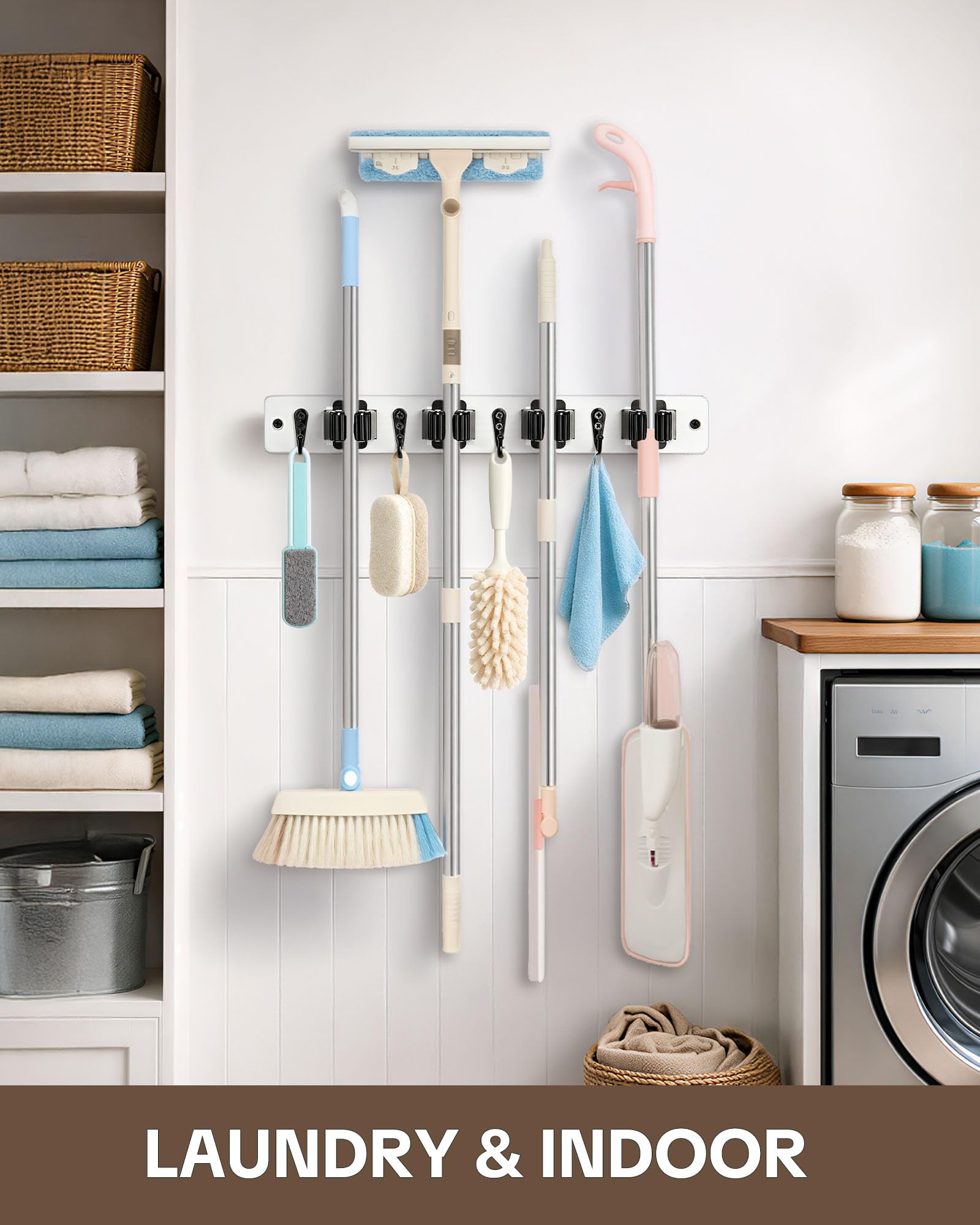 2 Pack Broom Holder Wall Mount (2 Count)