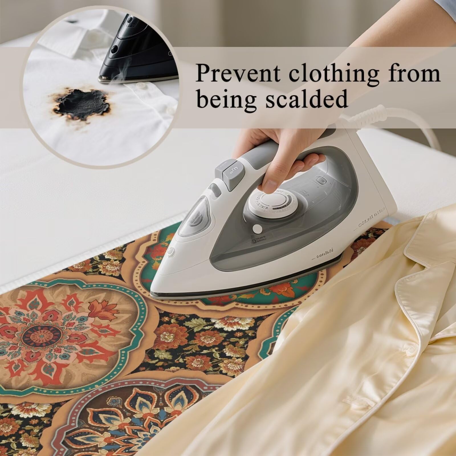 Folding Ironing Mat Heat and Steam Resistant Mandala Ironing Pad 32 x 16 Inch Foldable Iron Mat for Table Top Washer