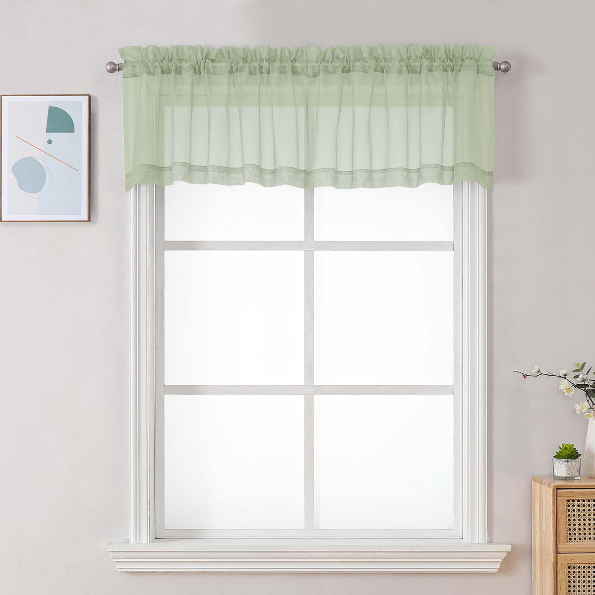 Light Green Sheer Valances for Windows (2 Count)