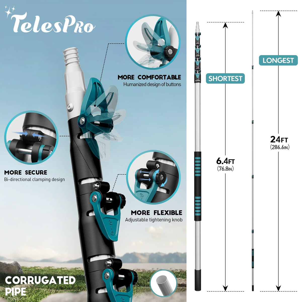 30 Feet High Reach Cobweb Duster with 6