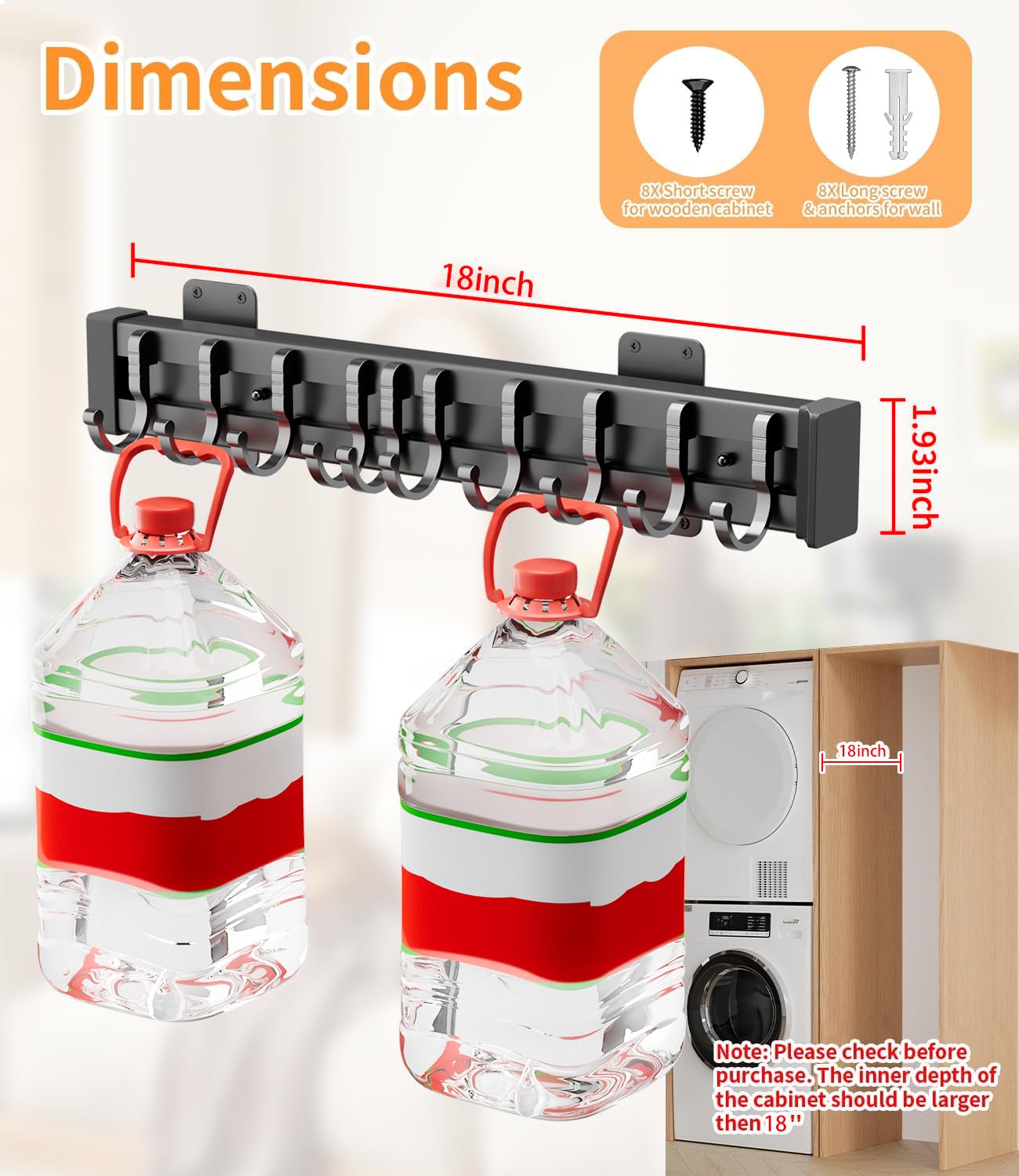 Pull Out Broom Holder With 10 Adjustable Row Sliding Hook